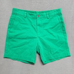 Brooks Brothers 346 Mens Green Chino Shorts Size 33 Cotton Flat Front Preppy